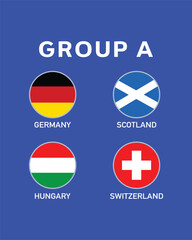 Group A Flag European Nations 2024 Teams Countries European Germany Football Symbol Logo Design Vector Illustration
