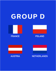 Group D Flag European Nations 2024 Teams Countries European Germany Football Symbol Logo Design Vector Illustration