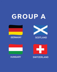 Group A Flag Ribbon European Nations 2024 Teams Countries European Germany Football Symbol Logo Design Vector Illustration