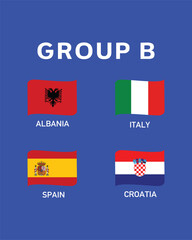 Group B Flag Ribbon European Nations 2024 Teams Countries European Germany Football Symbol Logo Design Vector Illustration