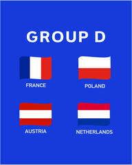Group D Flag Ribbon European Nations 2024 Teams Countries European Germany Football Symbol Logo Design Vector Illustration