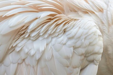 Obraz premium Close-up of white pelican feathers texture in soft light