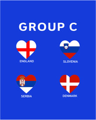 Group C Flag Heart European Nations 2024 Teams Countries European Germany Football Symbol Logo Design Vector Illustration