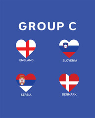 Group C Flag Heart European Nations 2024 Teams Countries European Germany Football Symbol Logo Design Vector Illustration