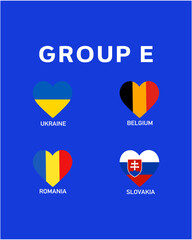 Group E Flag Heart European Nations 2024 Teams Countries European Germany Football Symbol Logo Design Vector Illustration