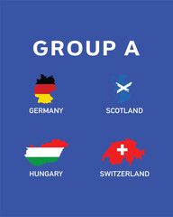Group A Flag Map European Nations 2024 Teams Countries European Germany Football Symbol Logo Design Vector Illustration