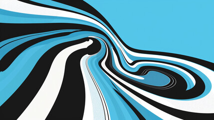 Sky blue, Black and White retro groovy background presentation design