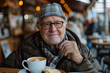 Cozy Morning Coffee with Elderly Man