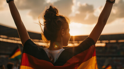 Joyful Celebration: German Flag Waving in Victory