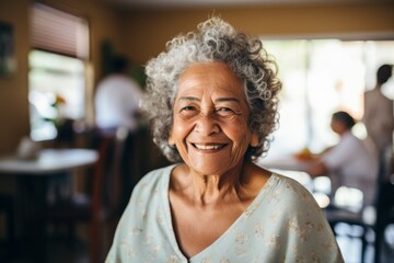 Portrait of a smiling senior woman in nursing home