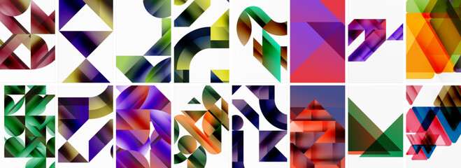 Triangles and circles abstract shapes templates set