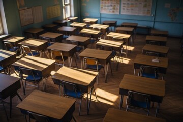 Interior of an empty elementary classroom