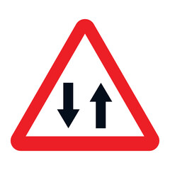 DANGER TRAFFIC SIGNS OF SPAIN, P-25 - Circulation in both directions
