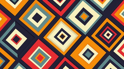 Obraz premium Seamless pattern of geometric patterns in bold and contrasting colors, ideal for fabric prints and wallpaper