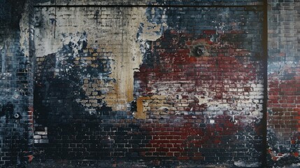 Obraz premium View of an aged brick wall with signs of deterioration