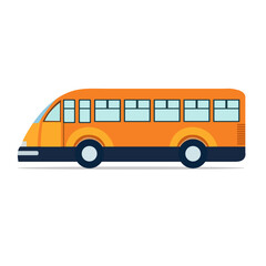 Orange bus vector art, yellow bus flat illustration design, bis clip art image, side view