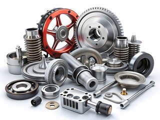 Industrial Machinery Parts. Isolated On White Background.