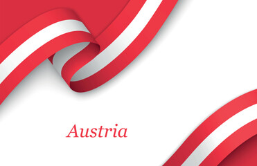 Fototapeta premium Ribbon with fllag of Austria on white background