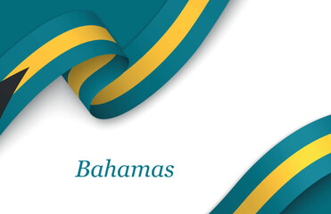 Ribbon with fllag of Bahamas on white background