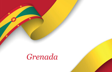 Ribbon with fllag of Grenada on white background
