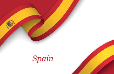 Ribbon with fllag of Spain on white background