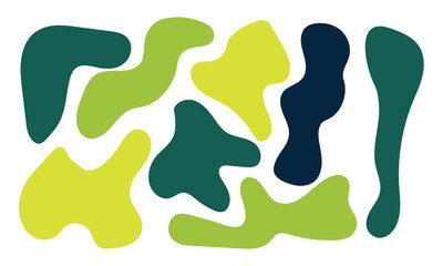 Liquid abstract organic blob shapes set. Wavy elements bubbles and drops in trendy y2k style on white background in eps 10.
