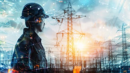 Power engineer looking at the power grid.