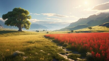 Obraz premium Game art beautiful mountains