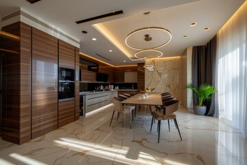 Fototapeta premium Interior of a large kitchen in a modern contemporary house