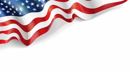 A high-quality illustration of the United States flag flying proudly, with a blank space below for personalized messages or branding elements. 