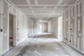 Drywall installation in a residential construction home