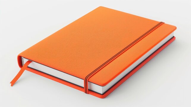 Notebook mockup in orange on white background