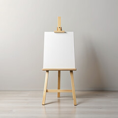 Professional painters wooden easel with empty canvas. Mockup. Generative Ai