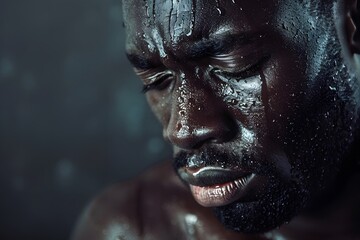 Obraz premium Sad black man crying