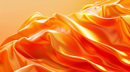 Obraz premium Close-up view of luxurious golden silk fabric, showcasing its flowing folds and rich texture against a warm background, emphasizing elegance and opulence