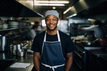 Fototapeta premium Portrait of a smiling male chef in professional kitchen