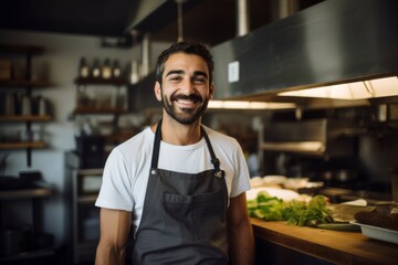 Fototapeta premium Portrait of a smiling male chef in professional kitchen