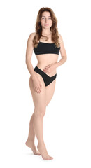 Obraz premium Woman with slim body posing on white background
