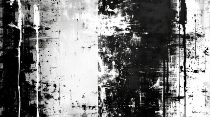 An abstract grunge texture illustration, featuring a distressed overlay in black and white