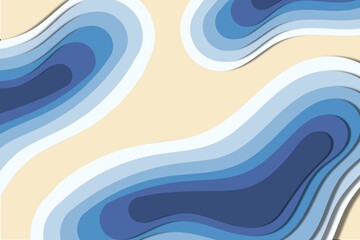 abstract 3D blue wave papercut