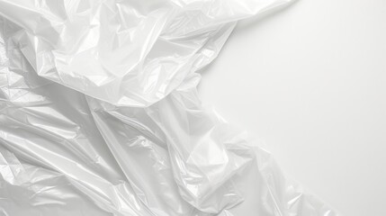 Obraz premium A minimalist white background featuring a plastic cellophane bag with an abstract texture