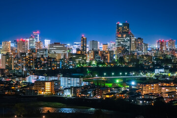 宮城県仙台市 仙台城跡から眺める仙台市の夜景