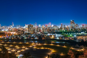 宮城県仙台市 仙台城跡から眺める仙台市の夜景