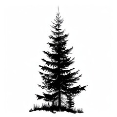 Fototapeta premium Vintage trees and forest silhouettes set in monochrome style isolated vector illustration
