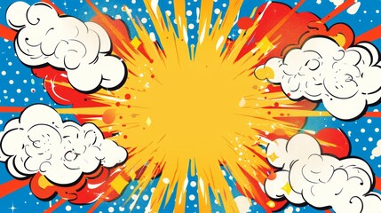Explosive comic book burst with bright colors and dynamic effects