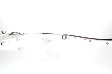 The water surface moves smoothly and has air bubbles.
