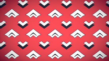  Vector illustration of multiple chevrons on a peach background, simple design, flat vector graphic with white outlines, white and pink color palette, minimalistic style, high resolution