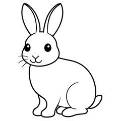 Cute little bunny/Rabbit line art Vector Illustration.