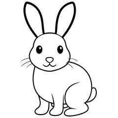 Cute little bunny/Rabbit line art Vector Illustration.