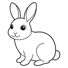 Cute little bunny/Rabbit line art Vector Illustration.